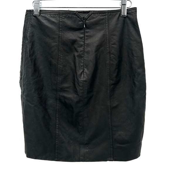 Robert Rodriguez Knife Pleated Pencil Skirt Leather Size 2 Mini Black Moto Retro - Picture 2 of 10